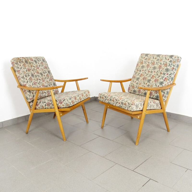 Pair of vintage armchairs by Ton, 1970s