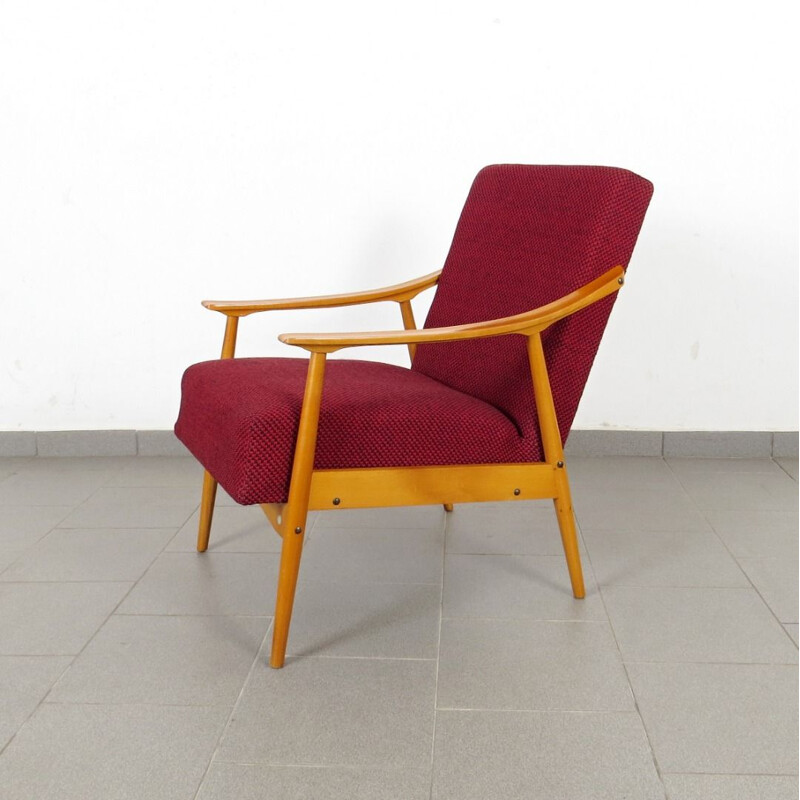Pair of red vintage armchairs, 1970s
