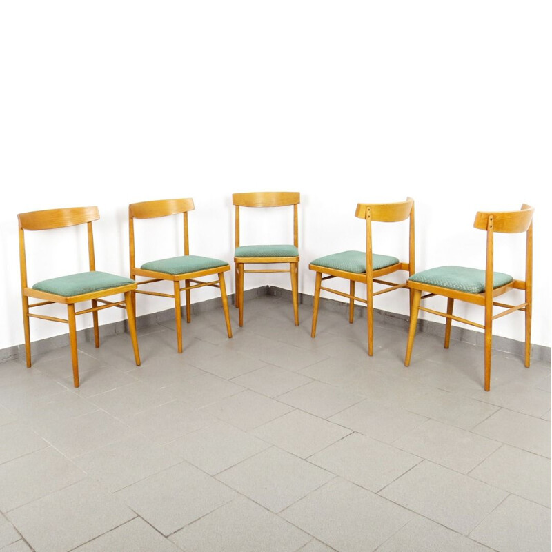 Set di 5 sedie da pranzo vintage, Cecoslovacchia, 1970