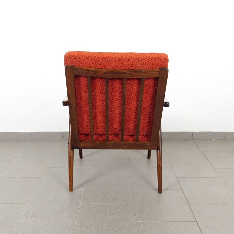 Pair of orange vintage armchairs by TON, 1970s