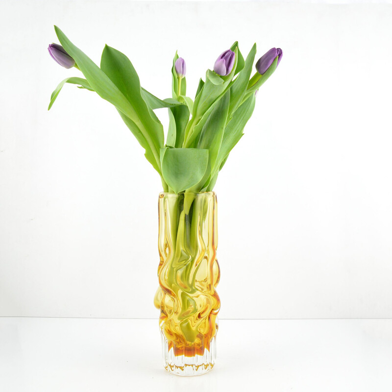 Glass vintage vase, designed by P. Hlava, Czechoslovakia, 1960s