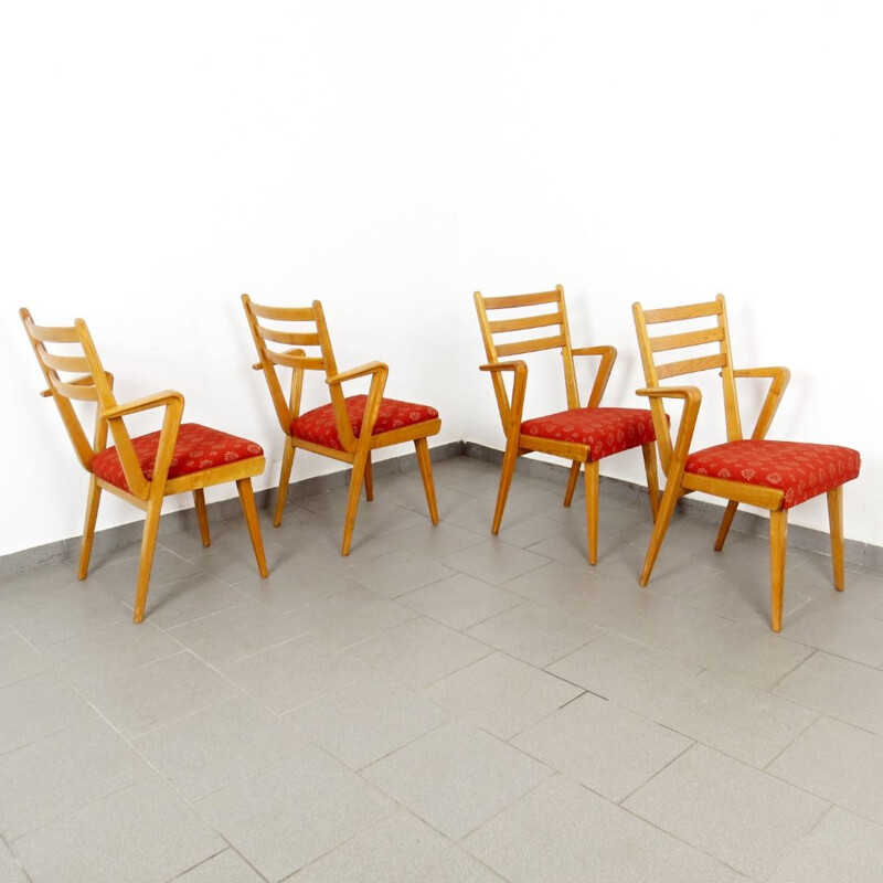 Suite de 4 chaises vintage par Jitona, 1950