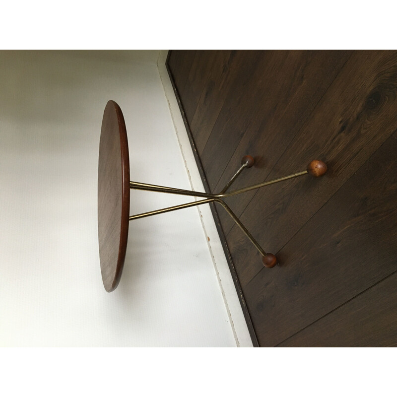 Vintage Scandinavian Brass And Teak Side Table for Albert Larsson for Tibro, 1950s