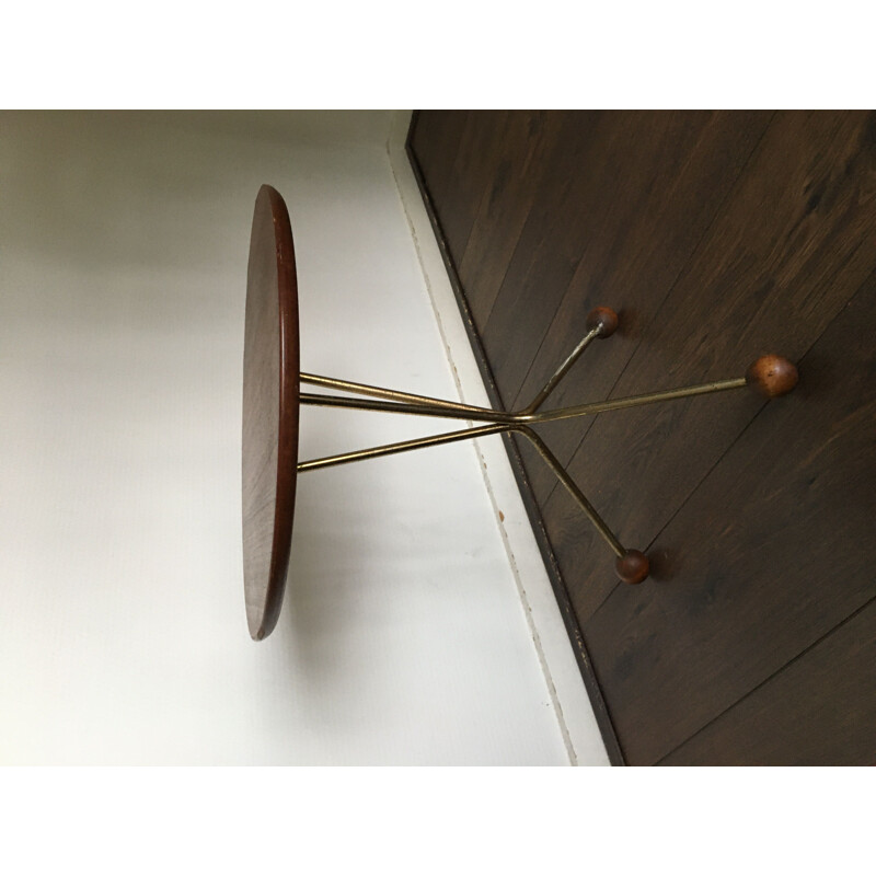 Table d'appoint scandinave en laiton et teck par Albert Larsson pour Tibro