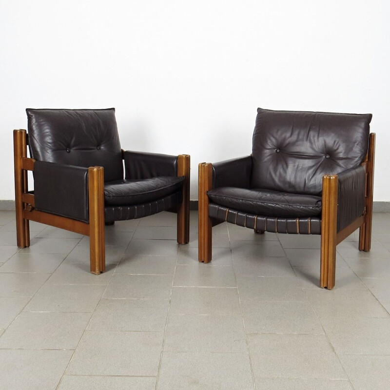 Vintage pair of Armchairs by Ton, 1980