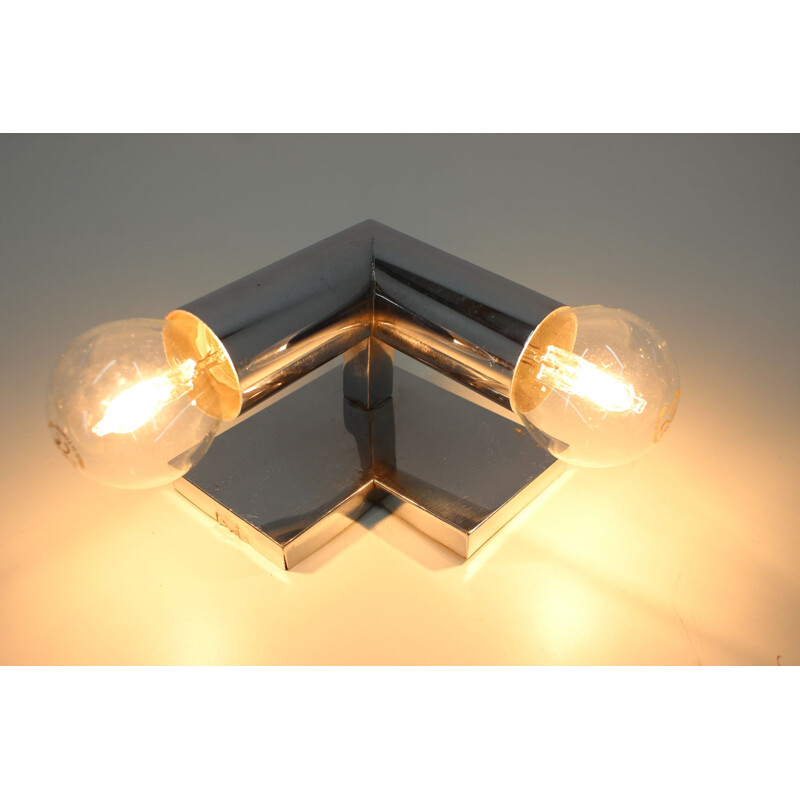 Vintage Bauhaus chrome scone wall lamp 1930s