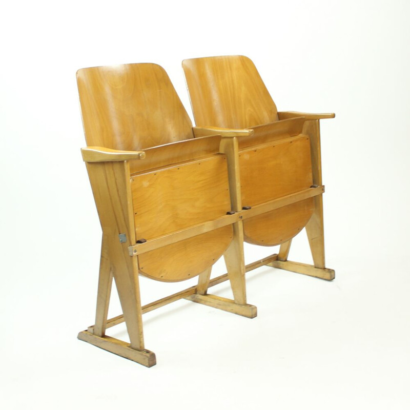 Vintage pair of Cinema Seater By Ton (Thonet), Czechoslovakia 1960s