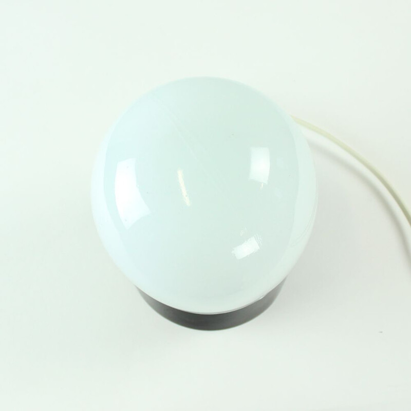 Vintage White Opaline Glass Table Lamp, Czechoslovakia 1950s