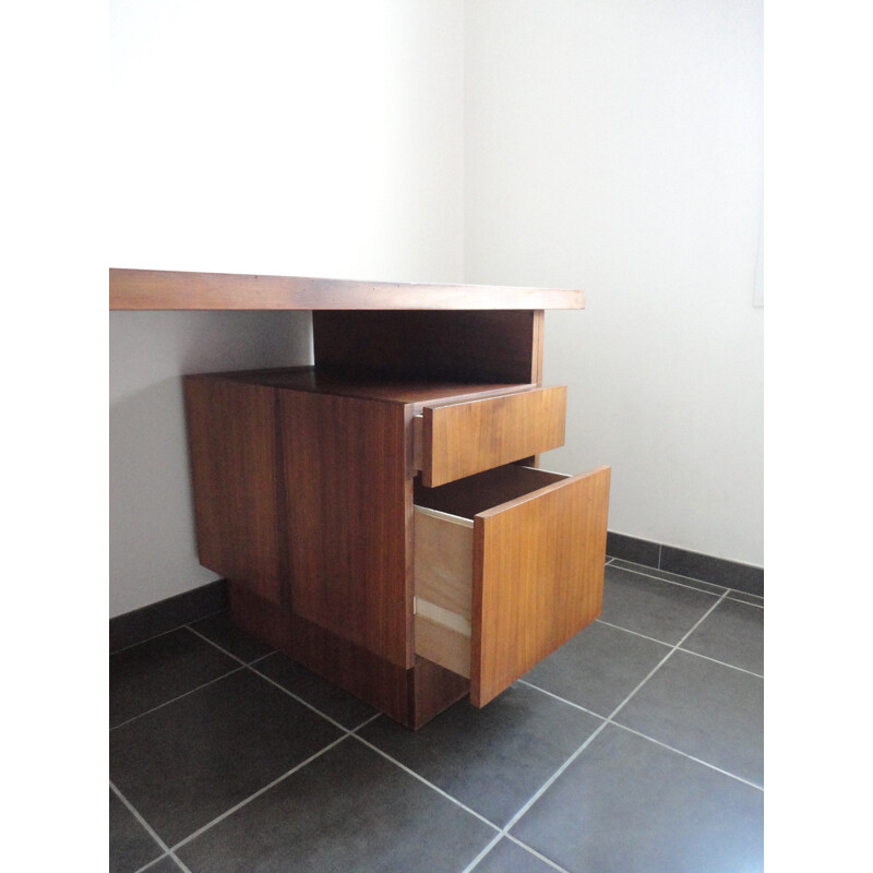 Vintage French desk in elm wood - 1970s