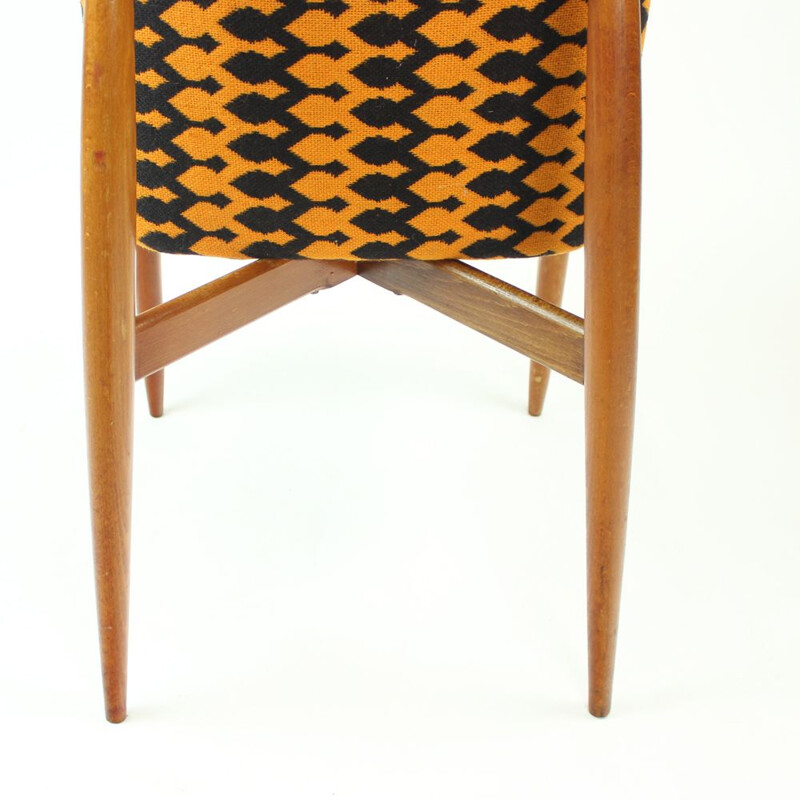 Set Of 4 Vintage Dining Chairs In Teak Wood, Czechoslovakia Circa 1970