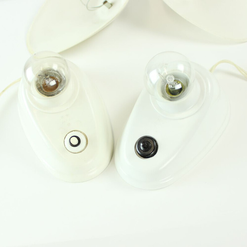 Vintage pair of White Bakelite Office Lamps By Bauhaus Team, Czechoslovakia, 1930