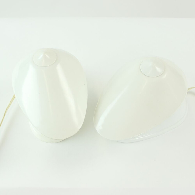 Vintage pair of White Bakelite Office Lamps By Bauhaus Team, Czechoslovakia, 1930