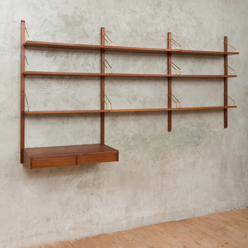 Vintage Poul Cadovius royal teak wall unit with a desk