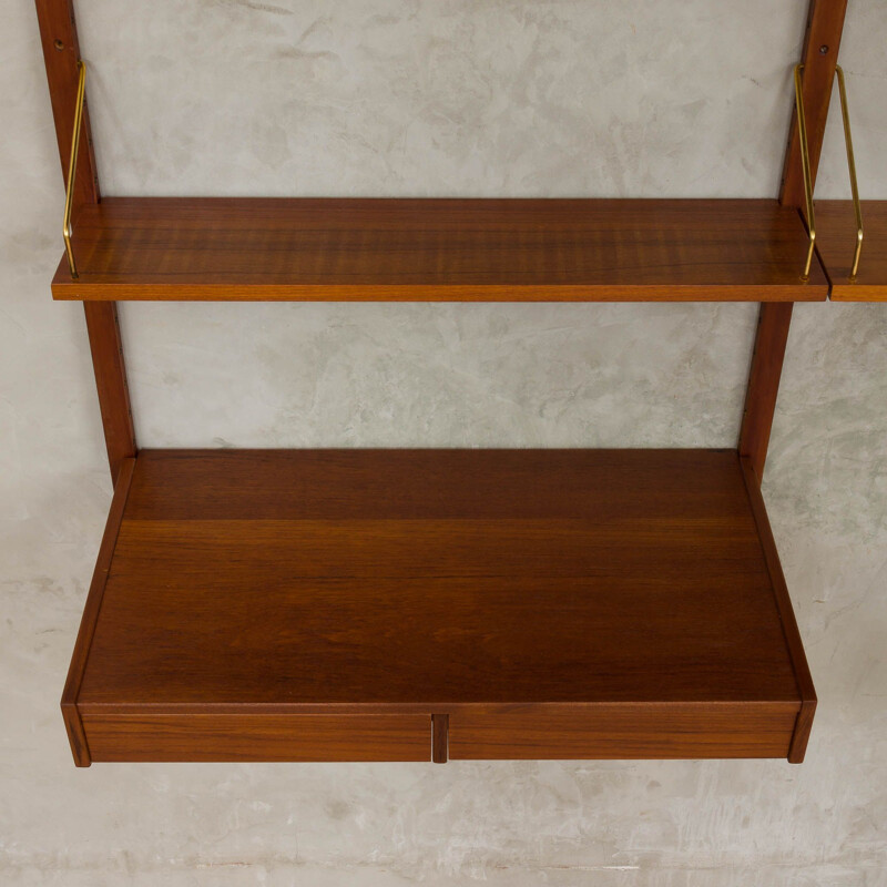 Vintage Poul Cadovius royal teak wall unit with a desk