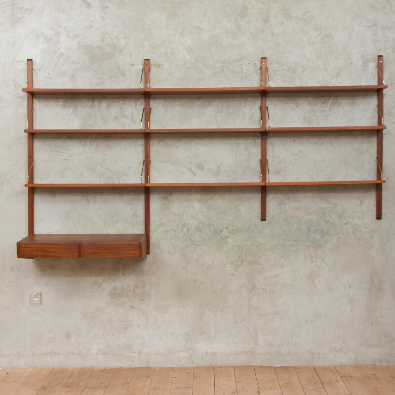 Vintage Poul Cadovius royal teak wall unit with a desk