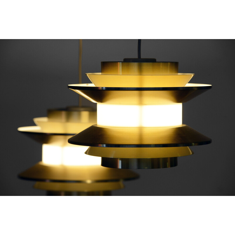 Vintage Pair of pendant lights "Trava" by Carl Thore (Sigurd Lindkvist) for Granhaga Metallindustri. Sweden 1970s.