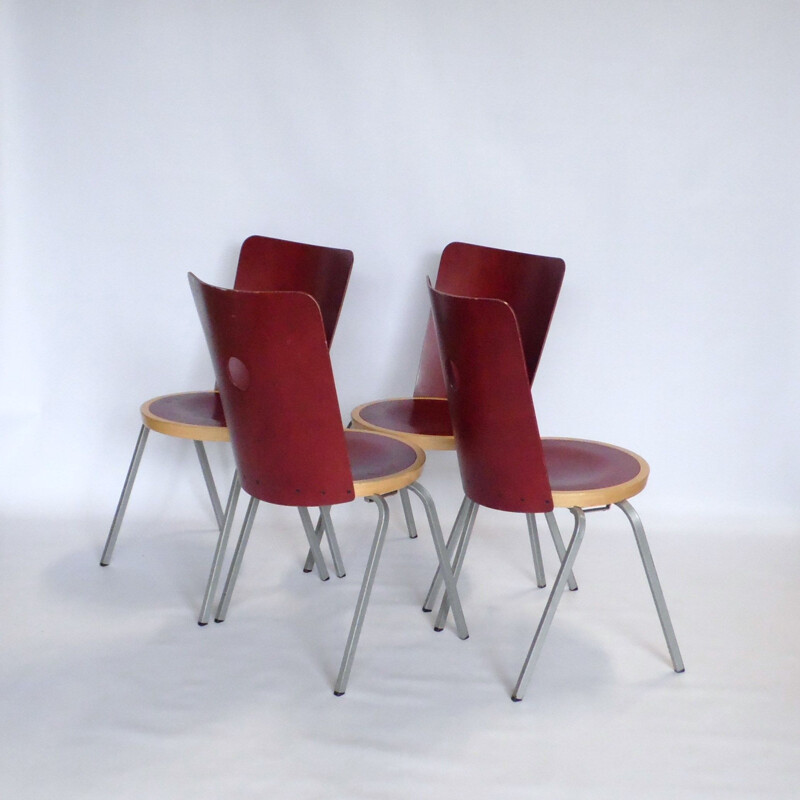 Set of 4 vintage chairs by Borje Lindau for Bla Station 2000