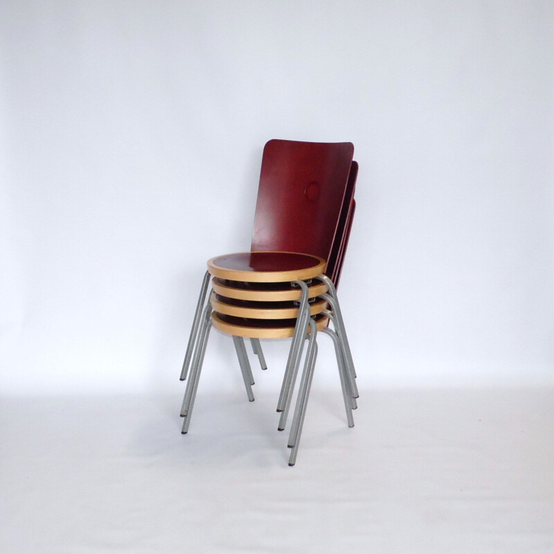 Set of 4 vintage chairs by Borje Lindau for Bla Station 2000