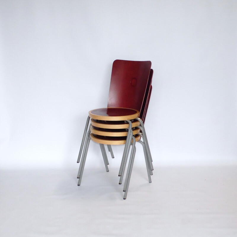 set van 4 vintage stoelen van Borje Lindau voor Bla Station 2000