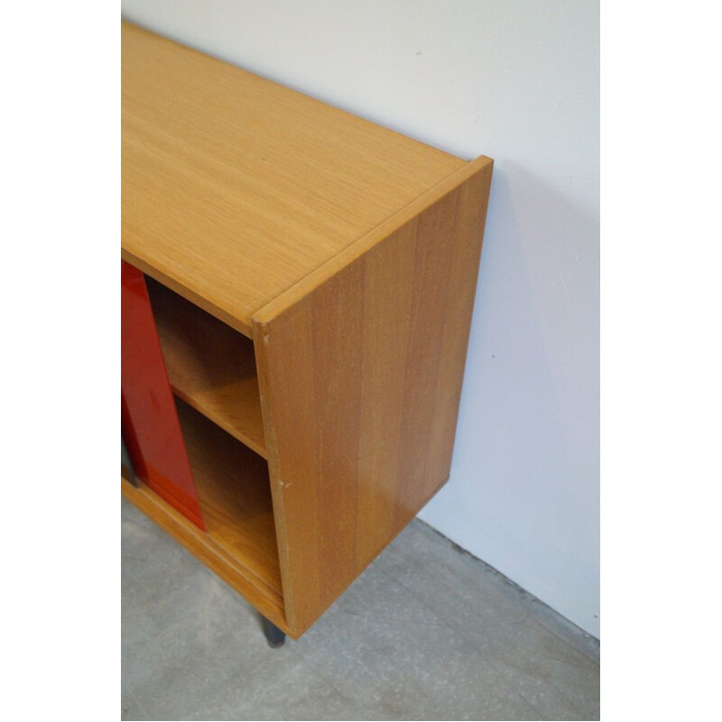 Vintage wooden and glass sideboard 1950