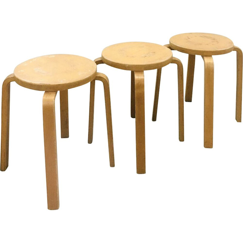 Set of 3 vintage stools E60 Alvar Aalto for Artek 1930