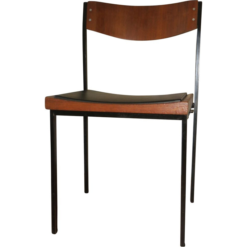 Conjunto de 2 cadeiras de teca vintage e metal, 1960
