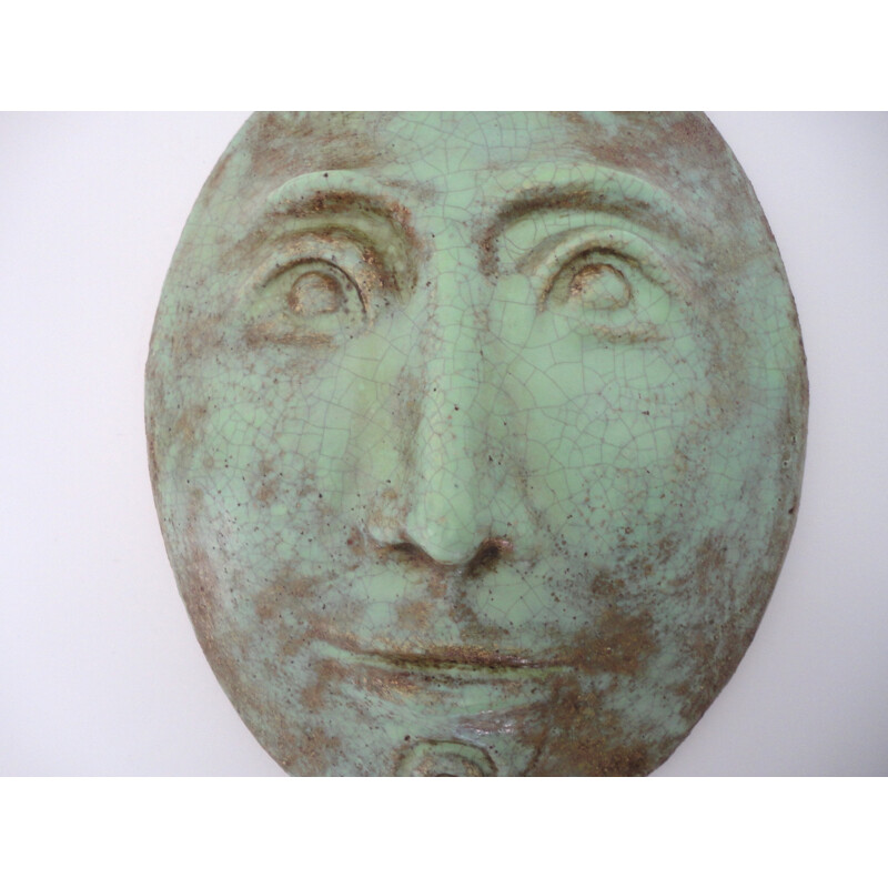 Mask in enameled ceramic, Michelle & Jacques SERRE - 1950s