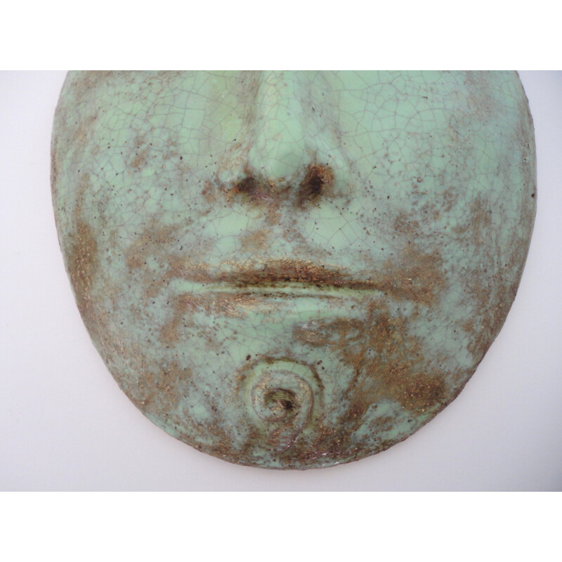 Mask in enameled ceramic, Michelle & Jacques SERRE - 1950s