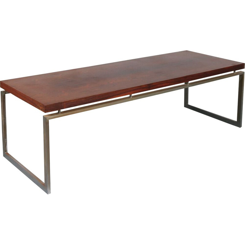 Vintage rectangular rosewood coffee table Netherlands 1960