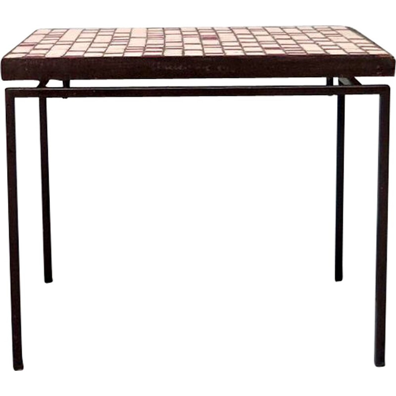 Vintage ceramic coffee table and metal base 1950