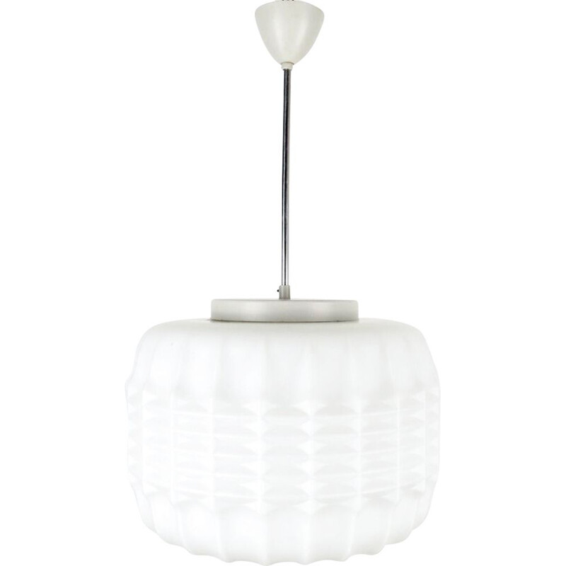 Vintage white hanging lamp, Czechoslovakia, 1970