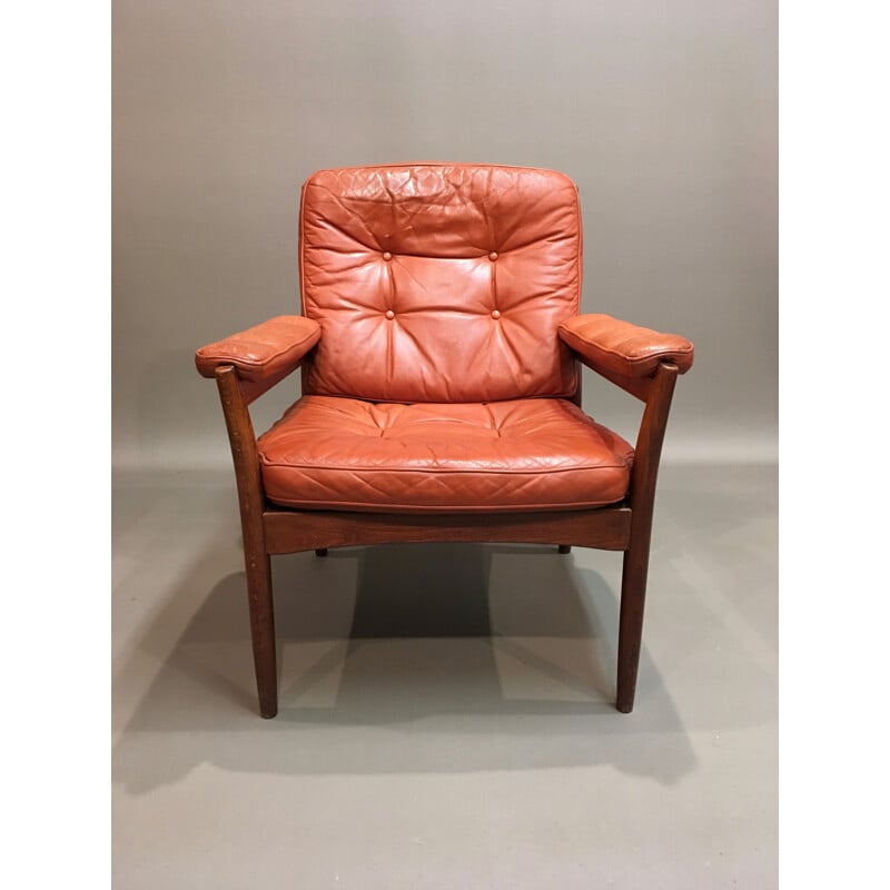 Paire de fauteuils vintage en cuir scandinave Gote Mobler 1950