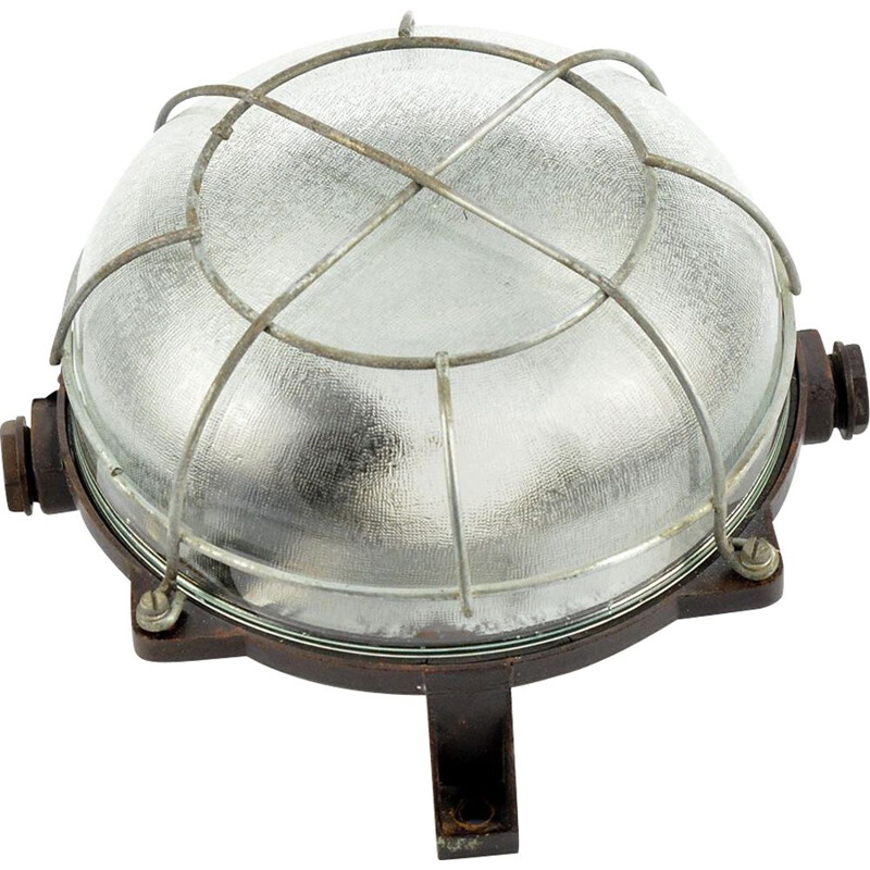 Vintage ebonite wall lamp IP54 in industrial style, Czechoslovakia, 1950s