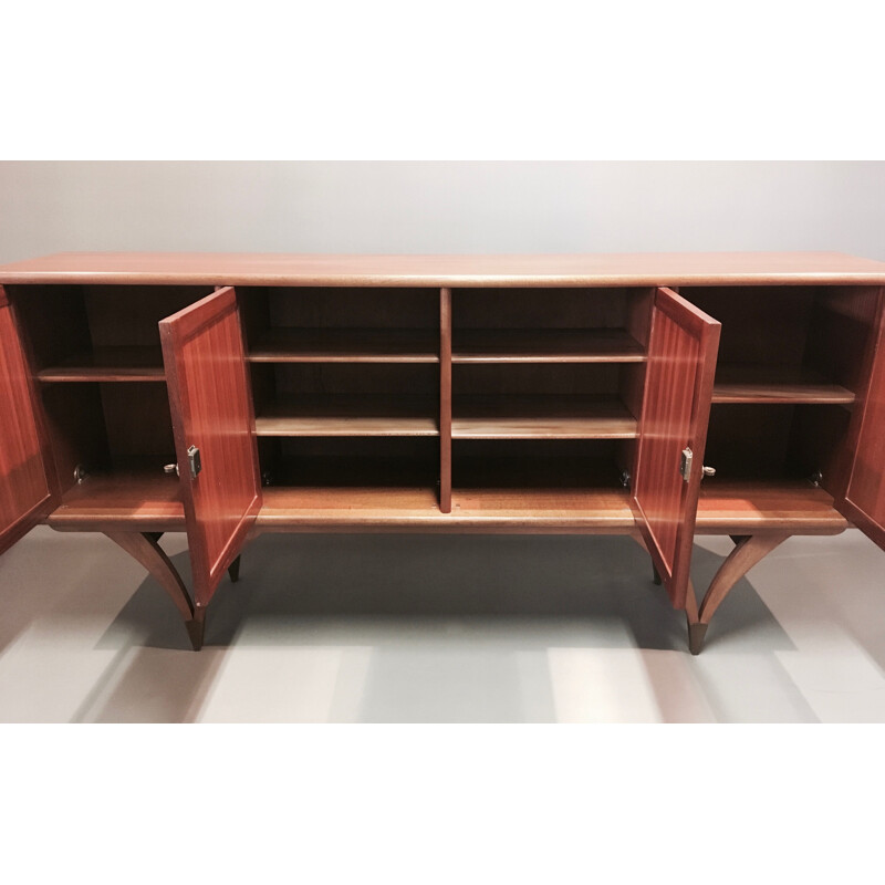 Enfilade vintage teck et rotin design scandinave 1950