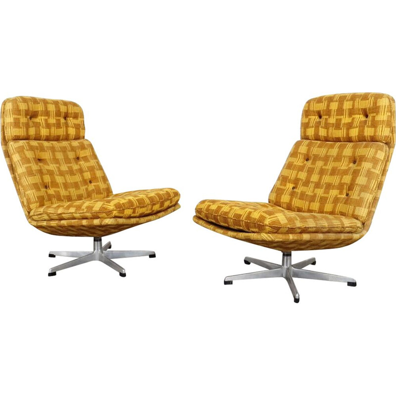 Pair of vintage yellow armchairs by Gerald Neusser, 1970