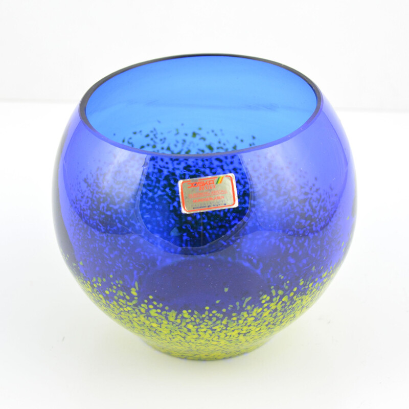 Vintage Joska Kristall Mundgeblasen cobalt glass bowl, Germany 1960