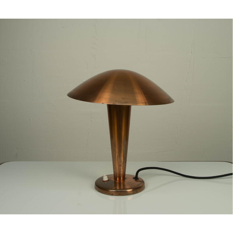 Vintage lacquered brass table lamp, Czechoslovakia 1930