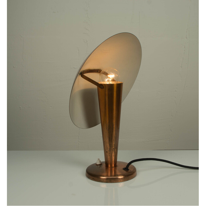 Vintage lacquered brass table lamp, Czechoslovakia 1930