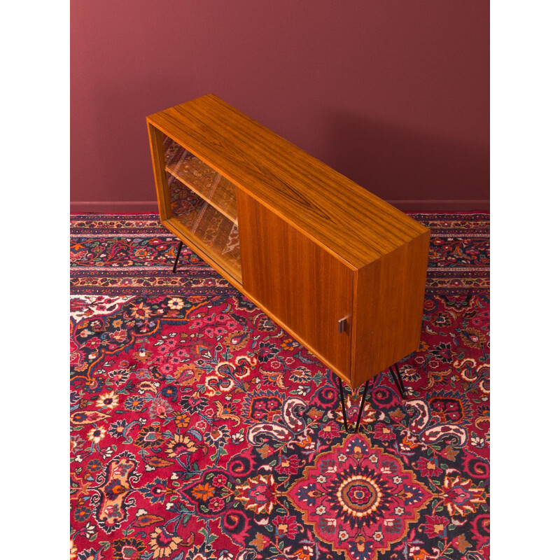 Vintage walnut and glass chest of drawers, Germany, 1950s