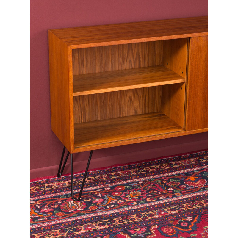 Vintage walnut and glass chest of drawers, Germany, 1950s