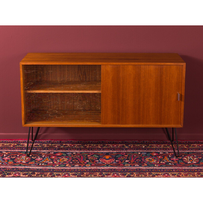 Vintage walnut and glass chest of drawers, Germany, 1950s