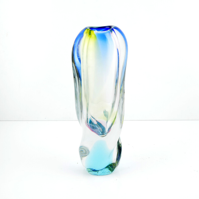 Vase en verre vintage par Hana Machovska pour Novy Bor, 1960