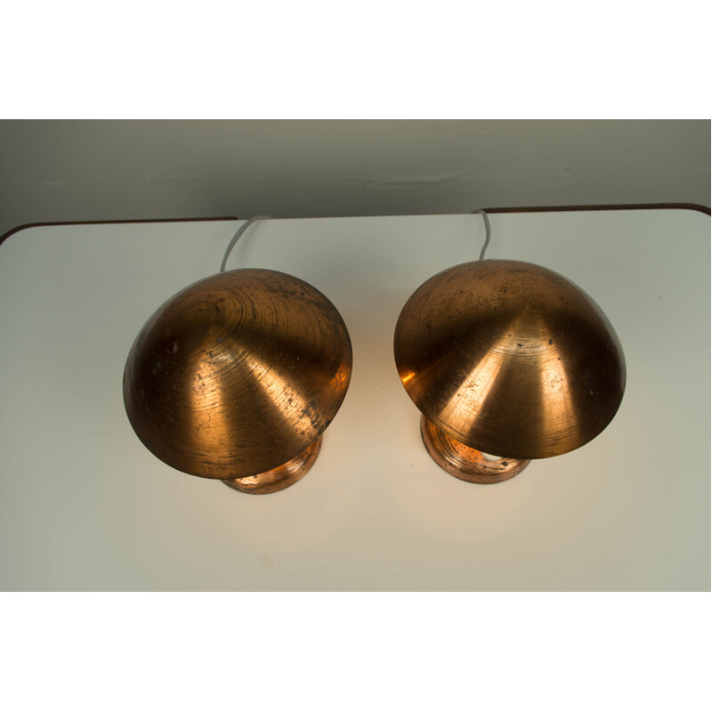 Set of 2 vintage brass table lamps, 1930s