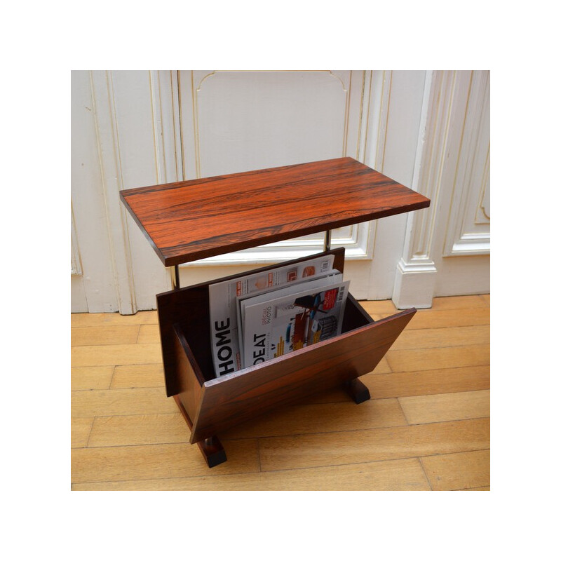 Table d'appoint et porte-revue scandinave en palissandre - 1960