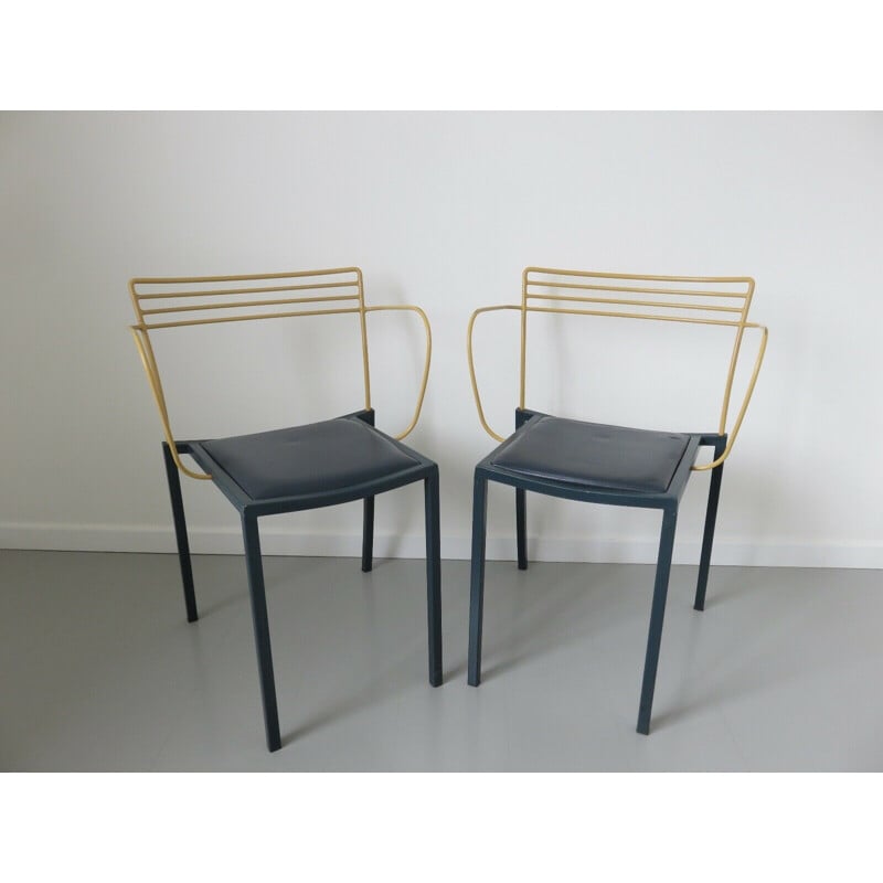 Ensemble de 2 chaises vintage "piccolo" de Pascal Mourgue pour Fermob, 1990 