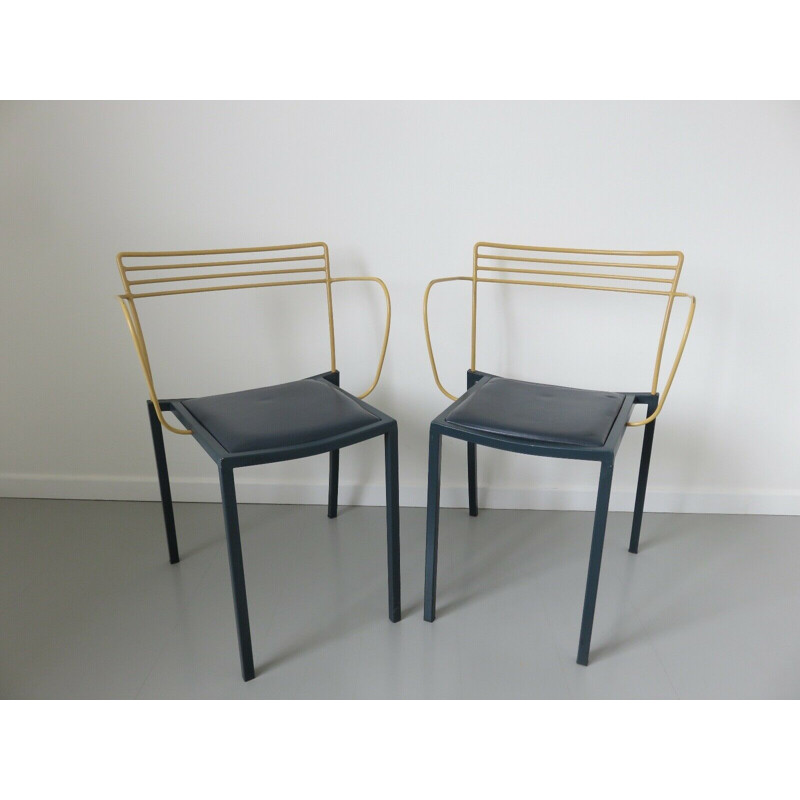 Set of 2 vintage "piccolo" chairs by Pascal Mourgue for Fermob, 1990s