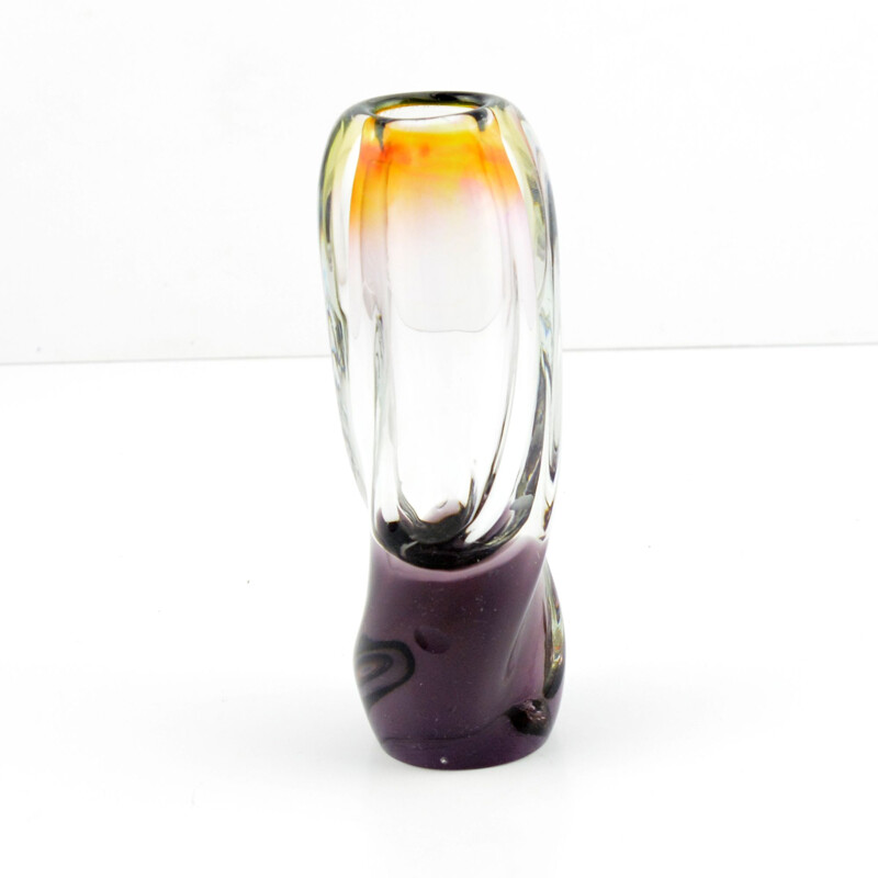 Vintage glass vase by Hana Machovska for Novy Bor, 1960s