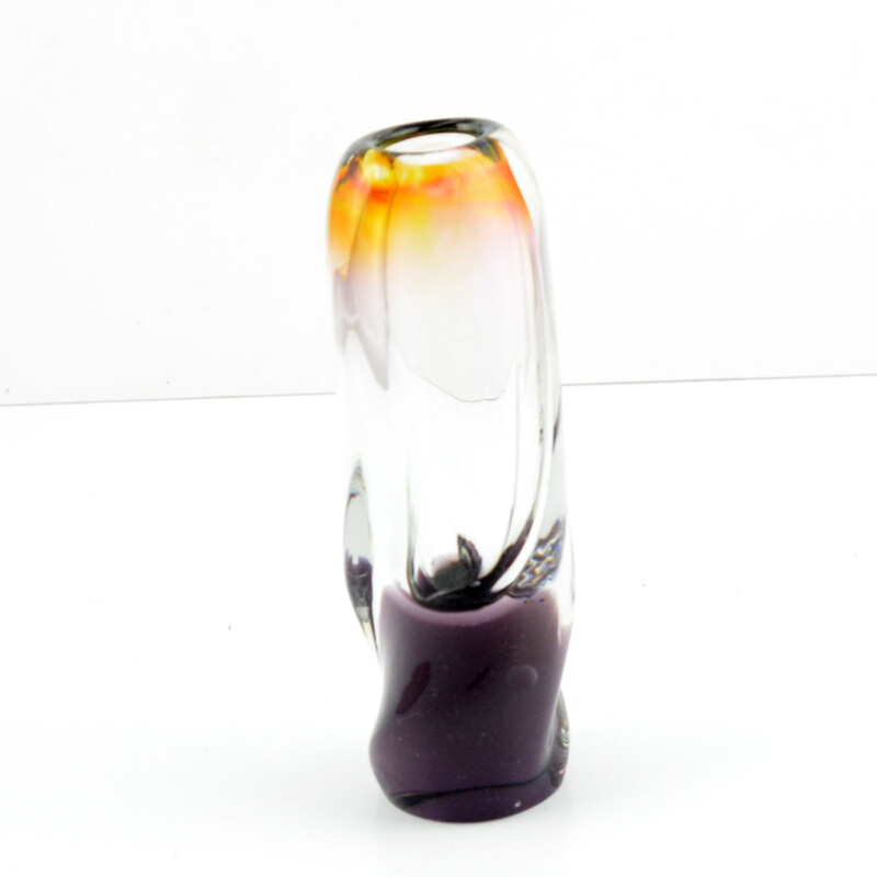 Vintage glass vase by Hana Machovska for Novy Bor, 1960s