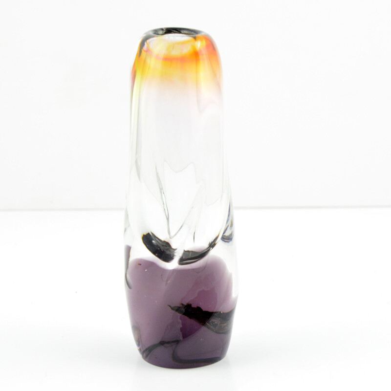 Vintage glass vase by Hana Machovska for Novy Bor, 1960s