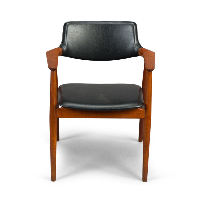 Vintage teak and skai armchair by Erik Kirkegaard for Høng Stolefabrik, 1950s